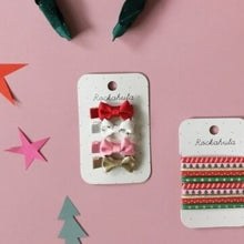 Load image into Gallery viewer, Festive mini bow clips