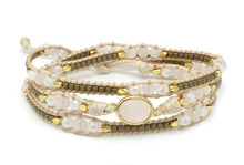 Load image into Gallery viewer, America rose quartz gemstone 3 wrap bracelet