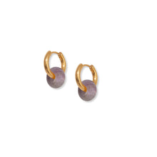 Load image into Gallery viewer, Amethyst hoop earrings - gold