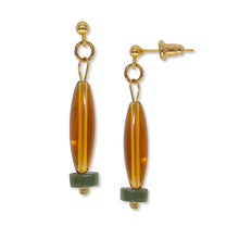 Load image into Gallery viewer, Autumn studs - jade agate & amber