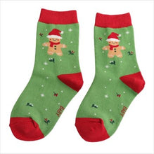 Load image into Gallery viewer, Baby Christmas gingerbread socks - green