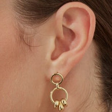 Load image into Gallery viewer, Beaded two tier hoops - gold