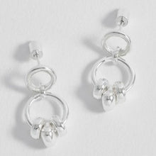 Load image into Gallery viewer, Beaded two tier hoops - silver