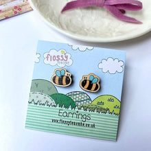 Load image into Gallery viewer, Wooden earrings - bee
