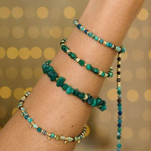 Load image into Gallery viewer, Bliss gold & malachite gemstone bead bracelet SS
