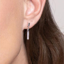 Load image into Gallery viewer, Blue lace agate drop bar earrings - silver