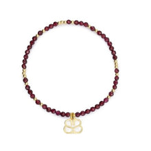 Load image into Gallery viewer, Cassia gold & garnet stretch gemstone bracelet