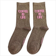 Load image into Gallery viewer, Glitter socks - coffee is life