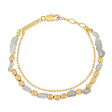 Load image into Gallery viewer, Tumbled labradorite double chain bracelet - gold