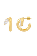 Load image into Gallery viewer, Chunky marquise cubic zirconia hoops - gold