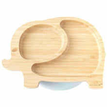 Load image into Gallery viewer, Bamboo elephant plate - grey suction
