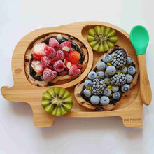 Load image into Gallery viewer, Bamboo elephant plate - grey suction