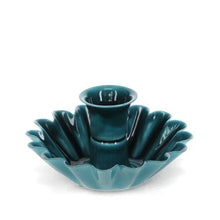 Load image into Gallery viewer, Enamel cupped flower candle holder - blue