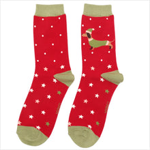 Load image into Gallery viewer, Festive sausage dogs socks