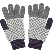 Load image into Gallery viewer, Lambswool gloves - cross - grey & purple