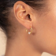 Load image into Gallery viewer, Pink opal heart hoop earrings - gold