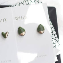 Load image into Gallery viewer, Dark blue teardrop shape ceramic studs - gold