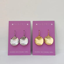 Load image into Gallery viewer, Hammered coin earrings - gold or silver