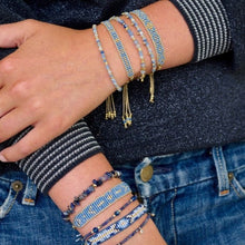 Load image into Gallery viewer, Harmony gold & blue aventurine gemstone bead bracelet