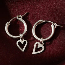 Load image into Gallery viewer, Heart huggie hoops