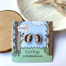 Load image into Gallery viewer, Wooden earrings - hedgehog