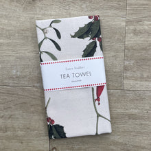 Load image into Gallery viewer, Christmas tea towel - holly & mistletoe