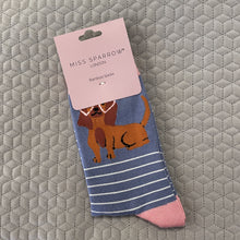 Load image into Gallery viewer, Sausage dog in shades socks - denim
