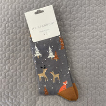 Load image into Gallery viewer, Festive reindeer & foxes socks - grey