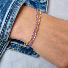 Load image into Gallery viewer, Juniper gold & amethyst double strand bracelet