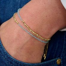 Load image into Gallery viewer, Juniper gold & blue topaz double strand bracelet