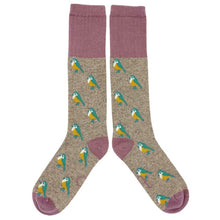 Load image into Gallery viewer, Lambswool knee socks - blue tit - oat & lilac