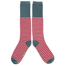 Load image into Gallery viewer, Lambswool knee socks - stripe - pink