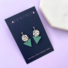 Load image into Gallery viewer, Mini Memphis triangle stud earrings (gold) - various colours