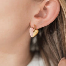 Load image into Gallery viewer, Mini ceramic hearts huggie hoop earrings
