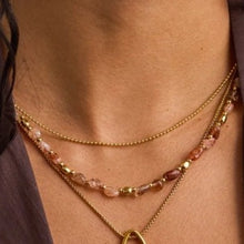 Load image into Gallery viewer, Mixed tumble gemstone double chain necklace - gold