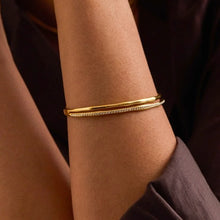 Load image into Gallery viewer, Molten cubic zirconia pave bangle - gold
