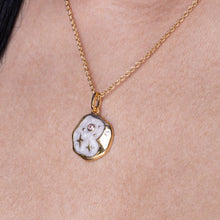 Load image into Gallery viewer, Pink opal & pearl enamel starry night necklace - gold