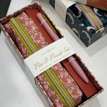 Load image into Gallery viewer, Pen & pouch set - pink vintage floral