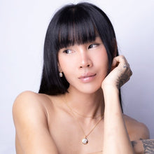 Load image into Gallery viewer, Pink opal & pearl enamel starry night necklace - gold