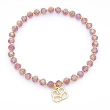Load image into Gallery viewer, Prunus gold & pink PVD crystal bead stretch bracelet