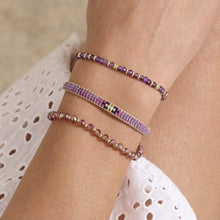 Load image into Gallery viewer, Prunus gold & pink PVD crystal bead stretch bracelet