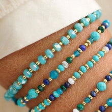 Load image into Gallery viewer, Prunus turquoise & gold crystal stretch bracelet