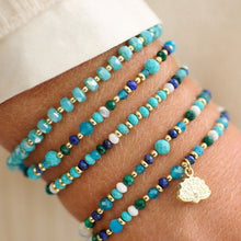 Load image into Gallery viewer, Prunus turquoise & gold crystal stretch bracelet