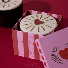 Load image into Gallery viewer, Red glass candle w/ heart lid - wild fig & rose