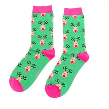 Load image into Gallery viewer, Reindeer socks - green