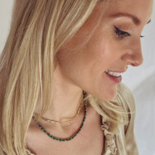 Load image into Gallery viewer, Salus malachite gemstone gold necklace