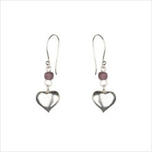 Load image into Gallery viewer, Silver heart earrings