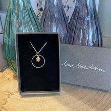 Load image into Gallery viewer, Silver ring necklace with gold vermeil heart charm