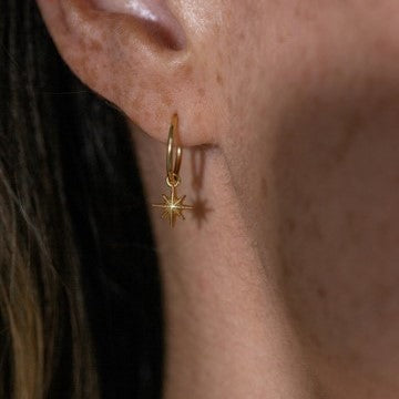 Gold starlight hoop stud earrings