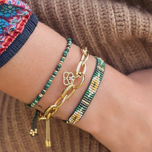 Load image into Gallery viewer, Starshine emerald beaded friendship bracelet